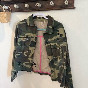 Anthropologie Dolan Camouflage Jacket with Pink Lining